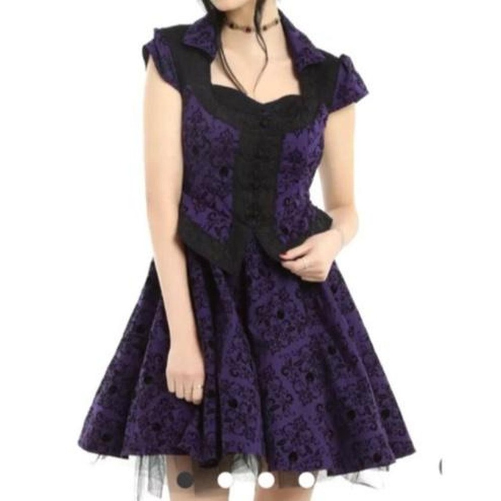 Once Upon a Time Regina Purple Flocked Gothic Fit & Flare Dress M